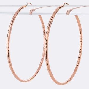 Large Textured Hoop Earrings - Rose Gold